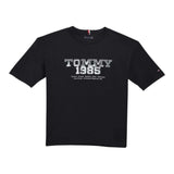 Tommy Hilfiger T-Shirt Girocollo tinta unita con Logo Nero per Bambino KB0KB10087 NERO TOMMY HILFIGER 