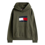 Tommy Hilfiger Felpa tinta unita con Cappuccio E Stampa Verde per Bambino KB0KB10112 VERDE TOMMY HILFIGER 