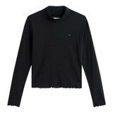 Tommy Hilfiger Shirt Collo Alto tinta unita Nero per Bambina KG0KG08802 NERO TOMMY HILFIGER 