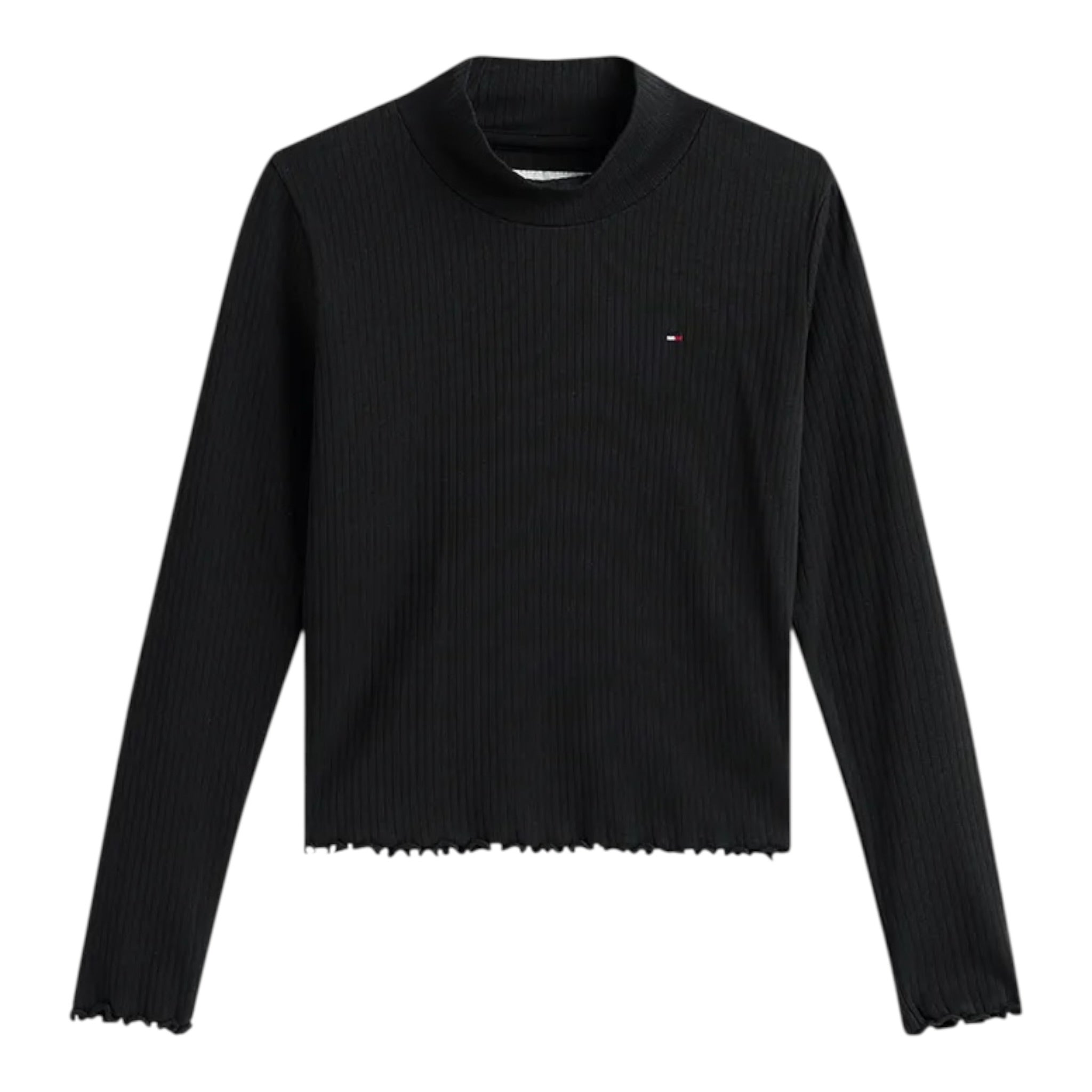 Tommy Hilfiger Shirt Collo Alto tinta unita Nero per Bambina KG0KG08802 NERO TOMMY HILFIGER 