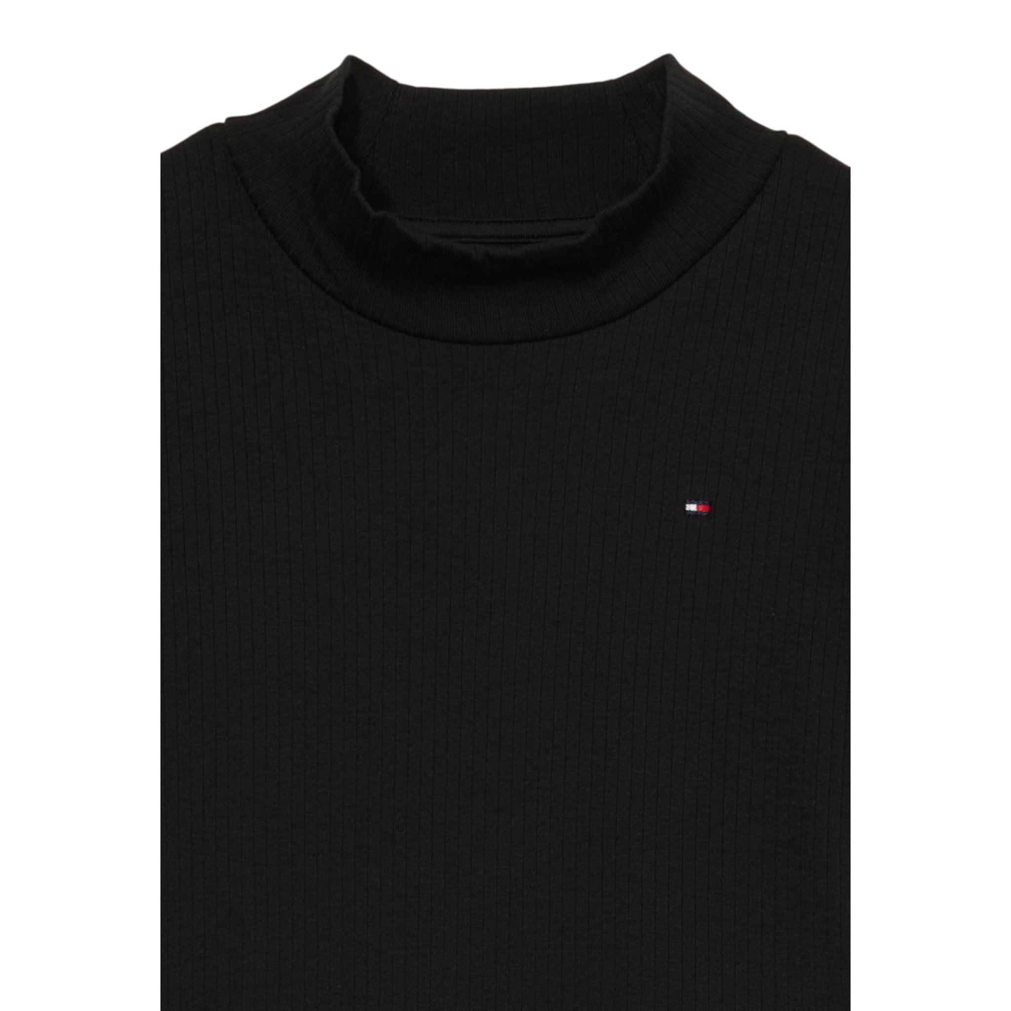 Tommy Hilfiger Shirt Collo Alto tinta unita Nero per Bambina KG0KG08802 NERO TOMMY HILFIGER 