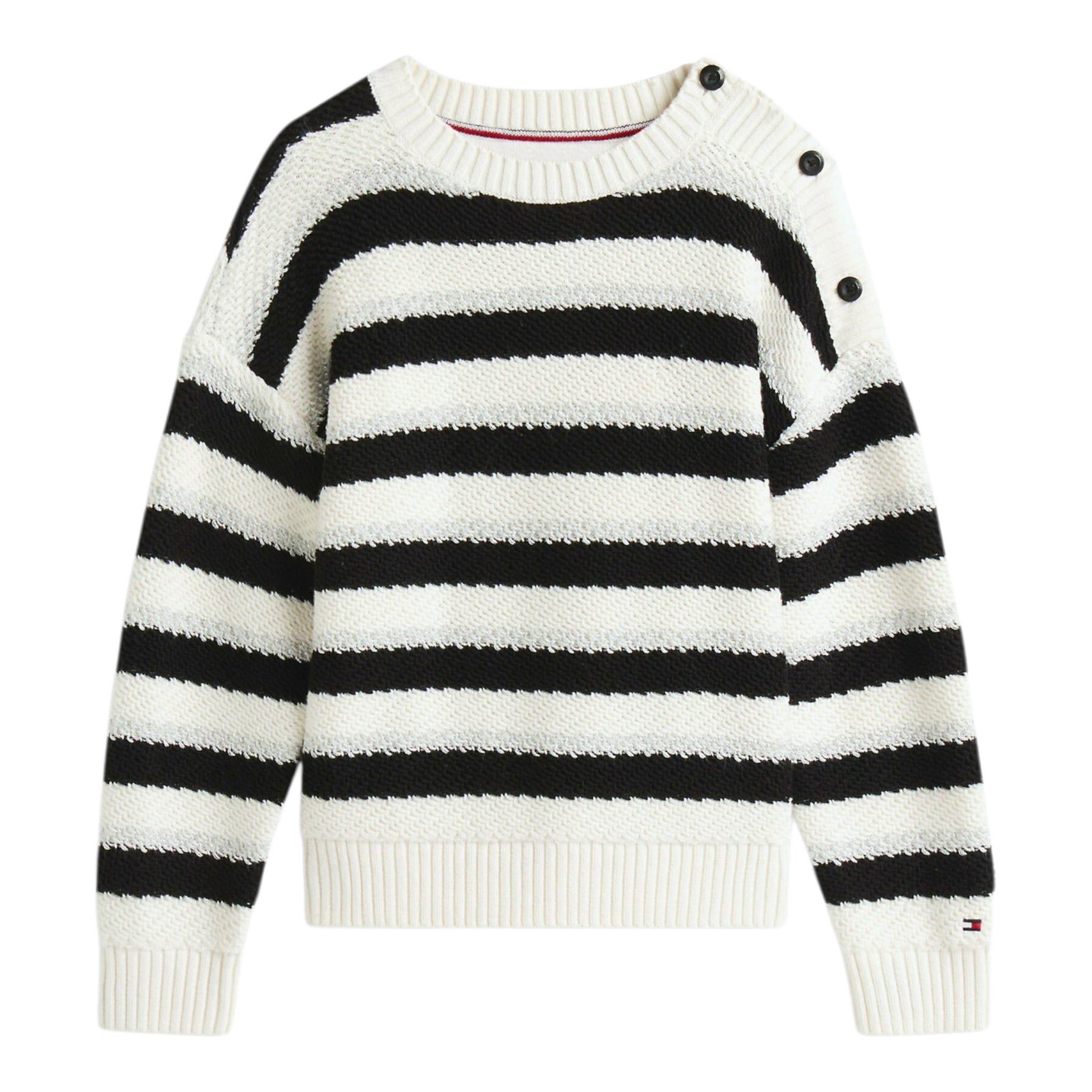 Tommy Hilfiger Maglia Girocollo Fantasia A Righe Panna/Nero per Bambina KG0KG08843 PANNA/NERO TOMMY HILFIGER 