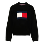 Tommy Hilfiger Maglia Girocollo tinta unita con Logo Nero per Bambino KG0KG09335 NERO TOMMY HILFIGER 