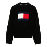 Tommy Hilfiger Maglia Girocollo tinta unita con Logo Nero per Bambino KG0KG09335 NERO TOMMY HILFIGER 