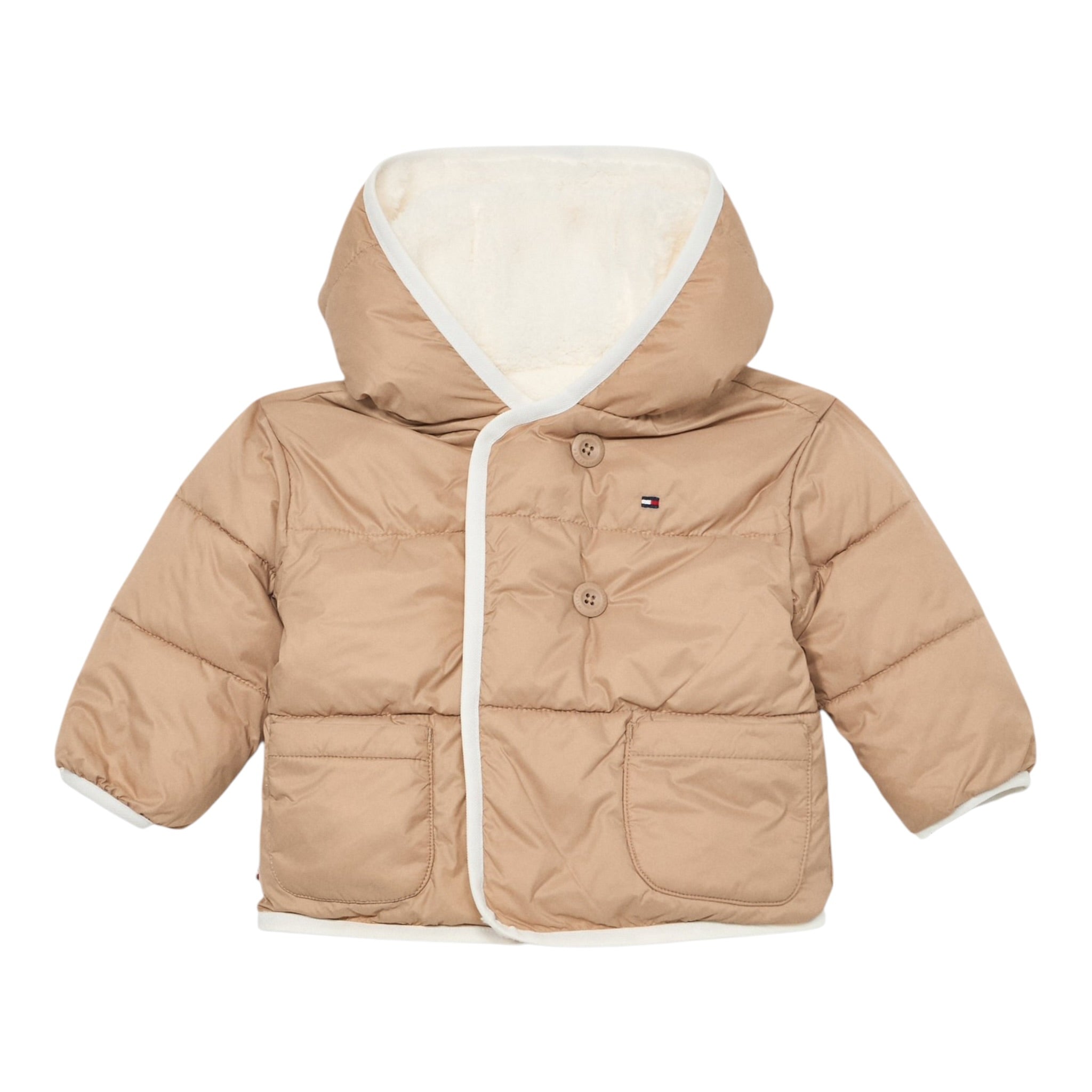 Tommy Hilfiger Giubbino Reversibile Bicolore Beige/Panna per Neonato KN0KN02064 BEIGE/PANNA TOMMY HILFIGER 