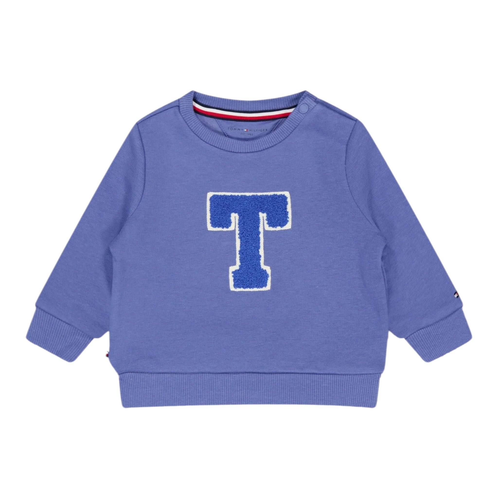 Tommy Hilfiger Felpa Chiusa Girocollo con Logo Blu per Neonato KN0KN02071TB BLU TOMMY HILFIGER 