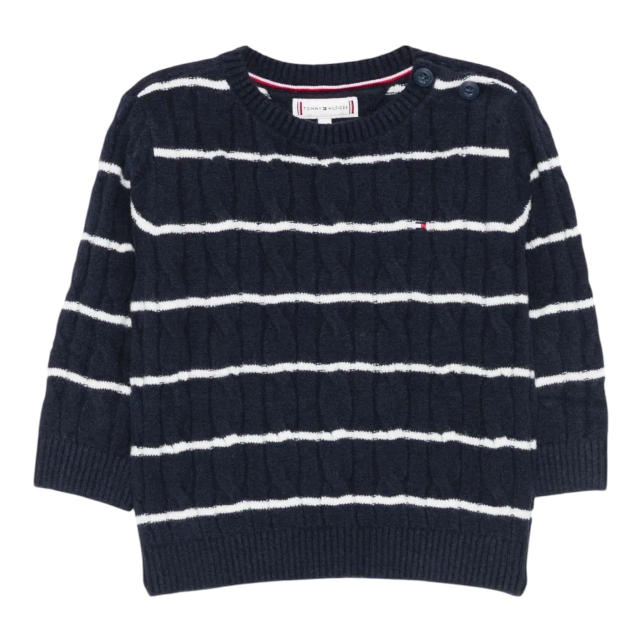 Tommy Hilfiger Maglia Girocollo Fantasia A Righe Blu per Neonato KN0KN02089 BLU TOMMY HILFIGER 
