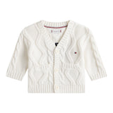 Tommy Hilfiger Cardigan tinta unita con Ricami Panna per Neonato KN0KN02090 PANNA TOMMY HILFIGER 