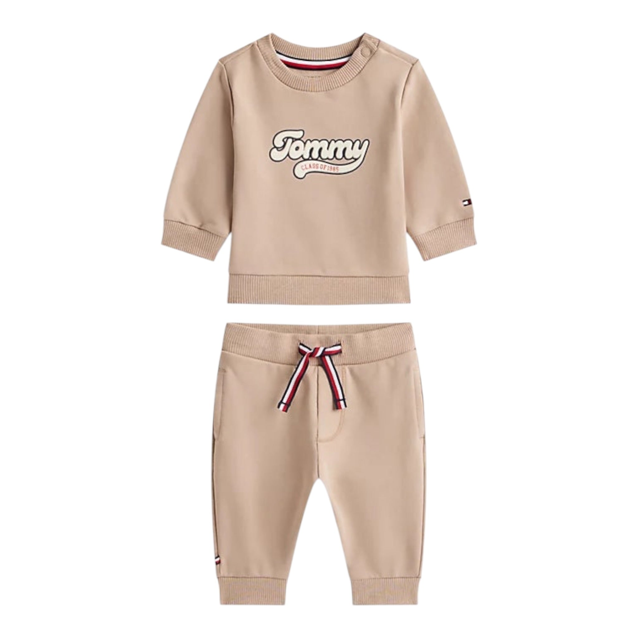 Tommy Hilfiger Completo 2 Pezzi Felpa-Pantalone tinta unita Beige per Neonato KN0KN02109 BEIGE TOMMY HILFIGER 