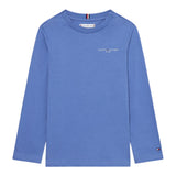 Tommy Hilfiger Shirt Girocollo tinta unita Celeste per Bambino KS0KS00655 CELESTE TOMMY HILFIGER 
