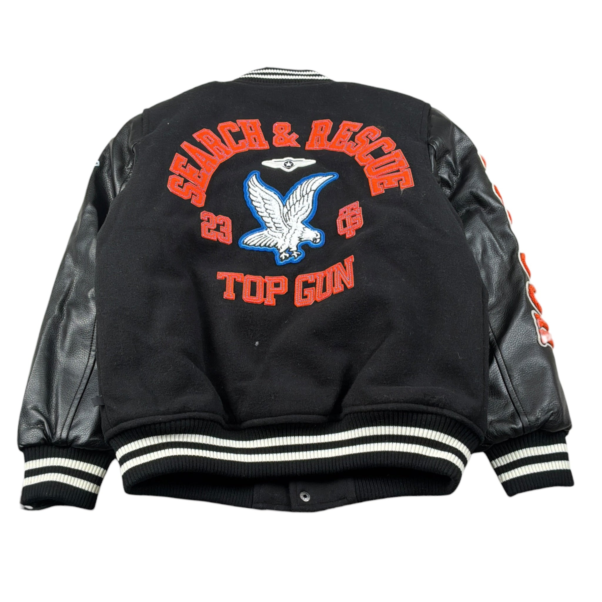 Top Gun Giubbino College tinta unita con Maniche In Ecopelle Nero per Bambino 02G0162 NERO TOP GUN 