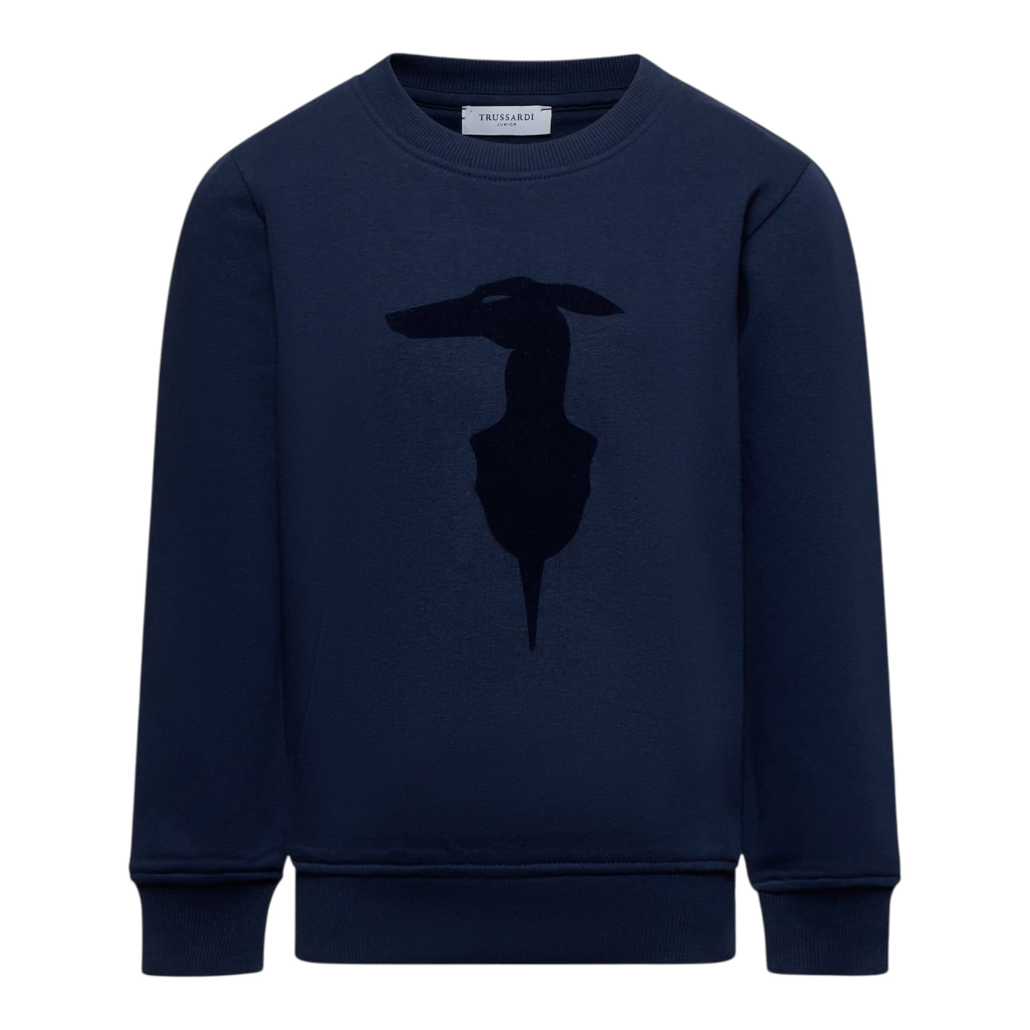 Trussardi Felpa tinta unita Girocollo con Logo Blu per Bambino TBA25004FE BLU TRUSSARDI 