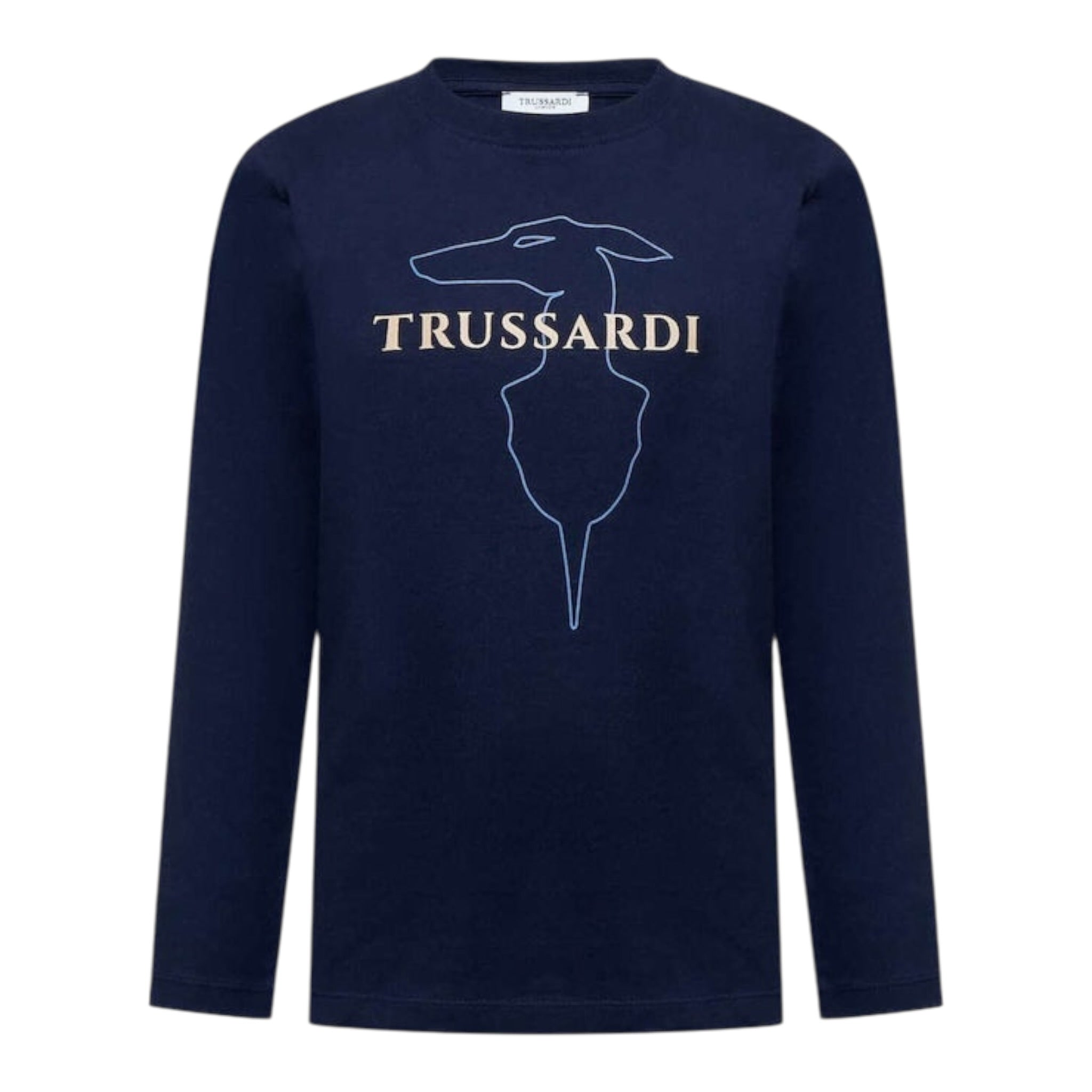 Trussardi Shirt tinta unita con Stampa Blu per Bambino TBA25015TS BLU TRUSSARDI 
