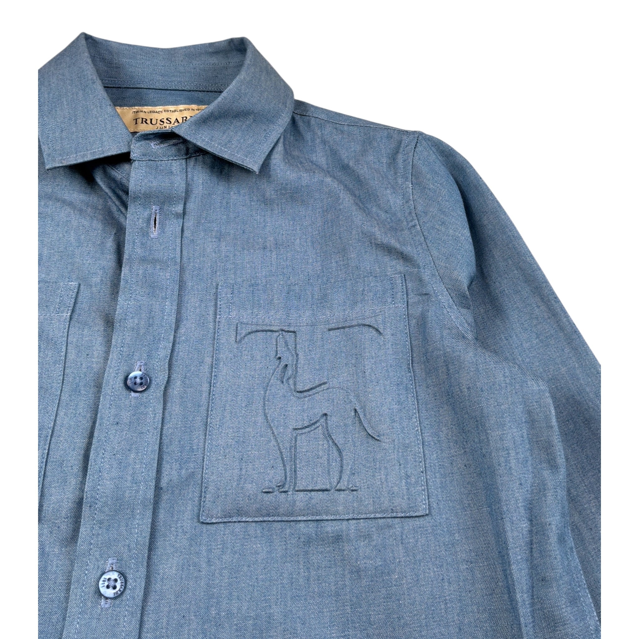 Trussardi Camicia Manica Lunga tinta unita Azzurro per Bambino TBA26041CA AZZURRO TRUSSARDI 