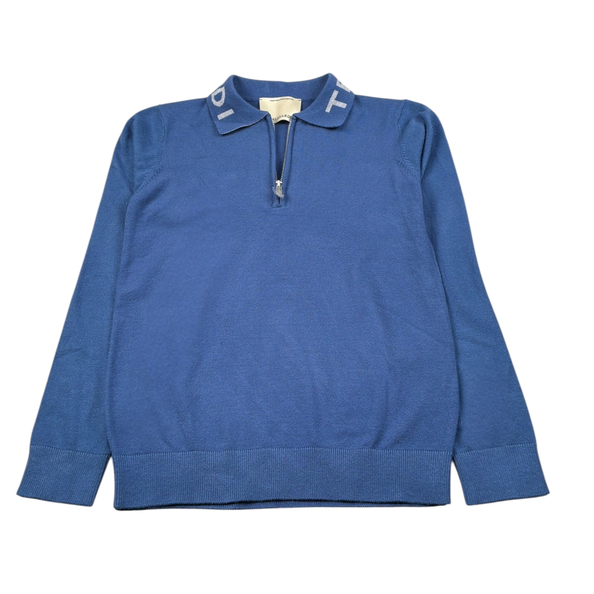 Trussardi Maglia con Zip E Colletto Logo Azzurro per Bambino TBA26046PO AZZURRO TRUSSARDI 