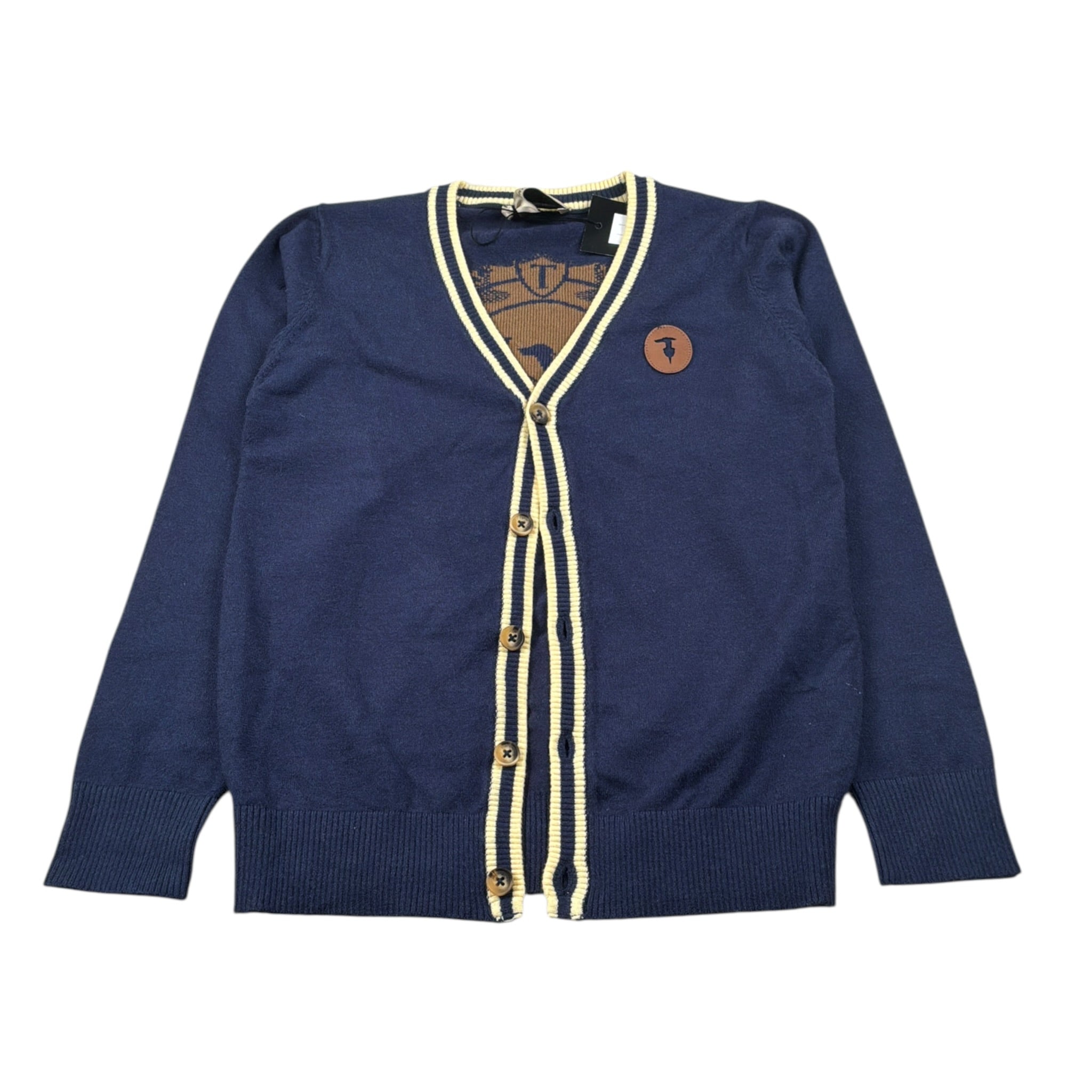 Trussardi Cardigan tinta unita con Logo Blu per Bambino TBA26057CD BLU TRUSSARDI 
