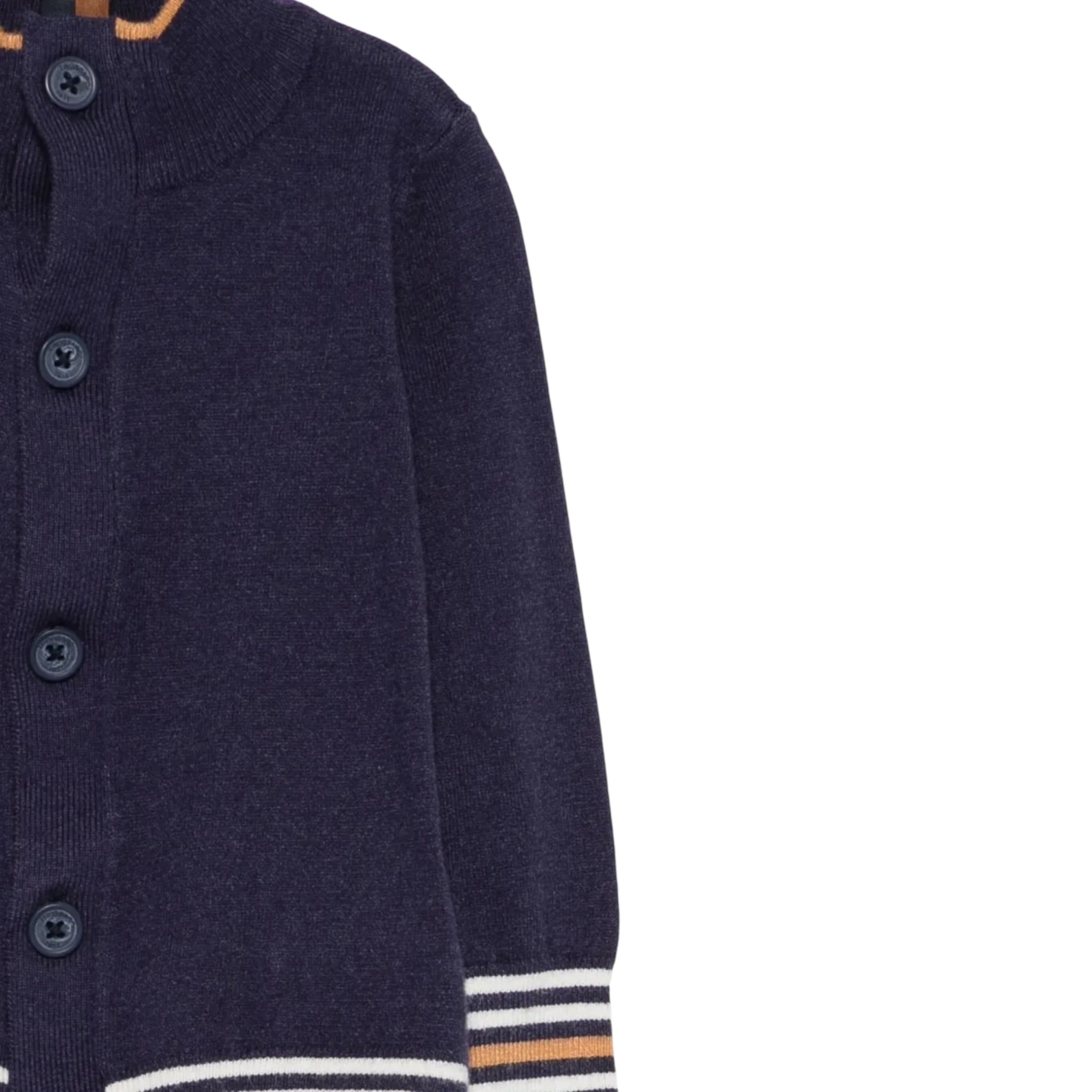 Trussardi Cardigan tinta unita con Fantasia A Righe Blu per Neonato TIA25077NA BLU TRUSSARDI 