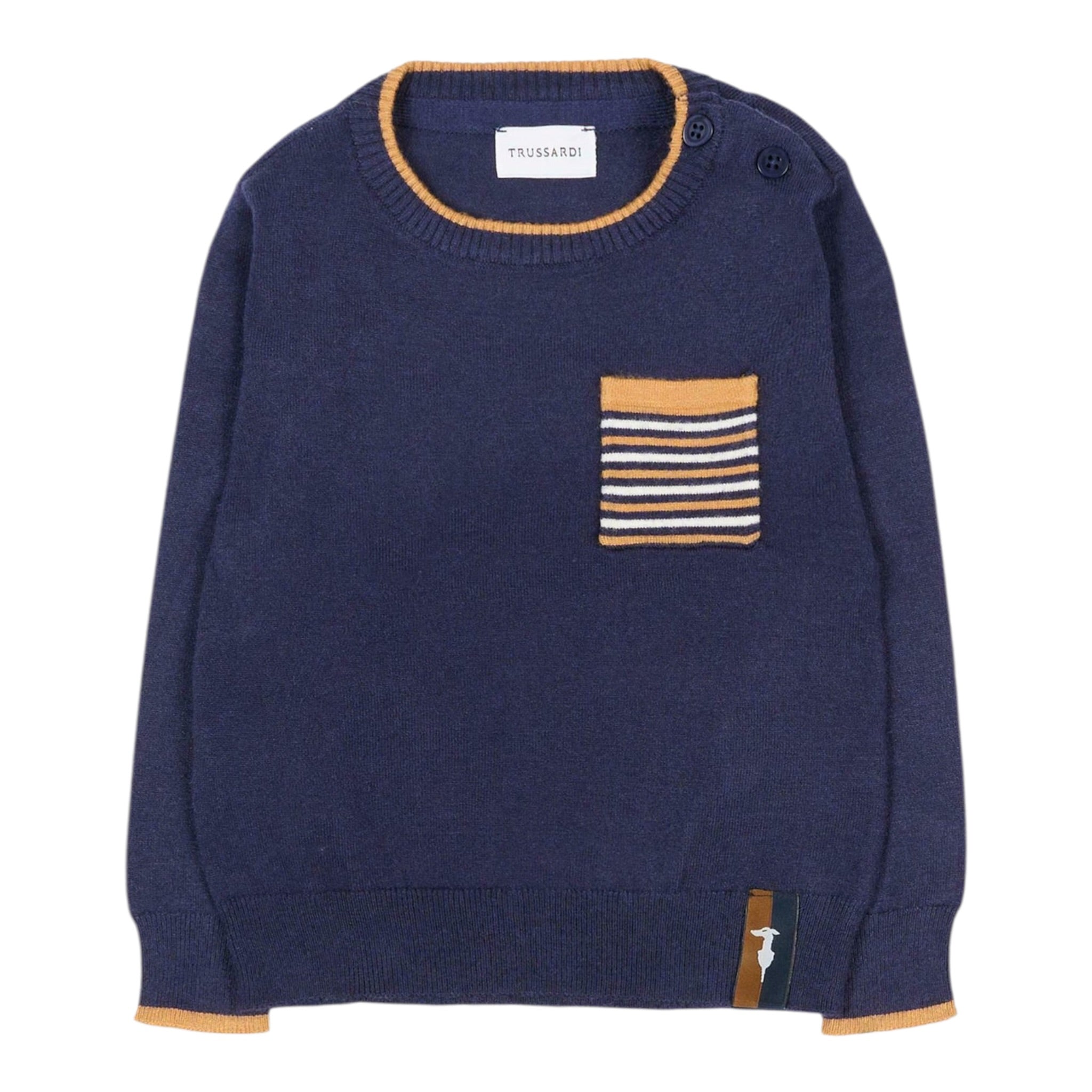 Trussardi Maglia Girocollo tinta unita con Taschino Blu per Neonato TIA25079MA BLU TRUSSARDI 