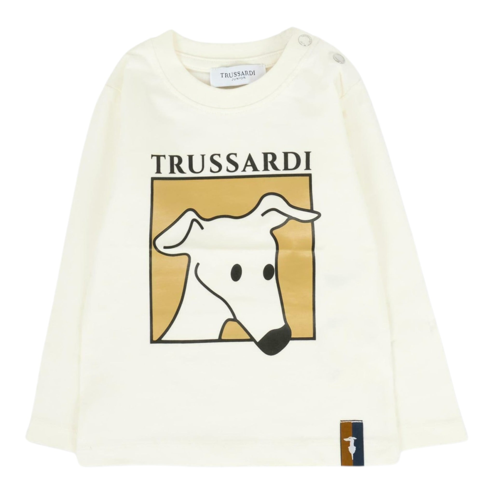Trussardi Shirt Girocollo tinta unita con Logo Panna per Neonato TIA25085TS PANNA TRUSSARDI 