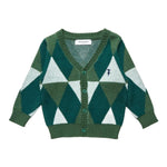 Trussardi Cardigan Bicolore con Stampa Rombi Verde per Neonato TIA25127CD VERDE TRUSSARDI 