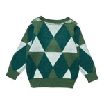 Trussardi Cardigan Bicolore con Stampa Rombi Verde per Neonato TIA25127CD VERDE TRUSSARDI 