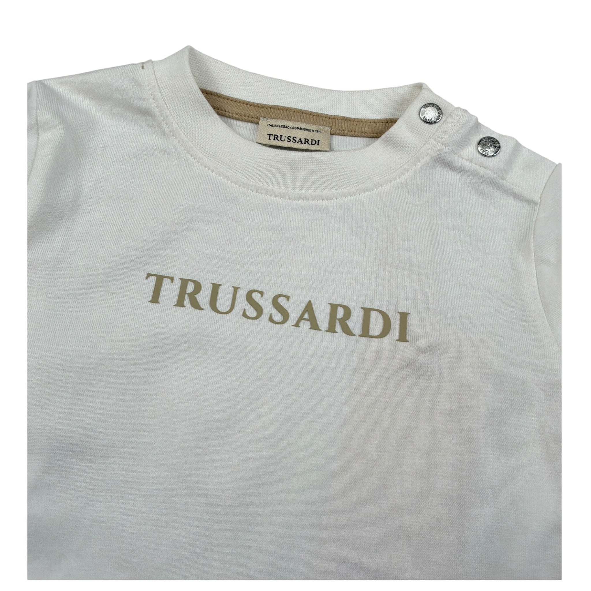 Trussardi Shirt Girocollo tinta unita con Logo Bianco per Neonato TIA26004TS BIANCO TRUSSARDI 