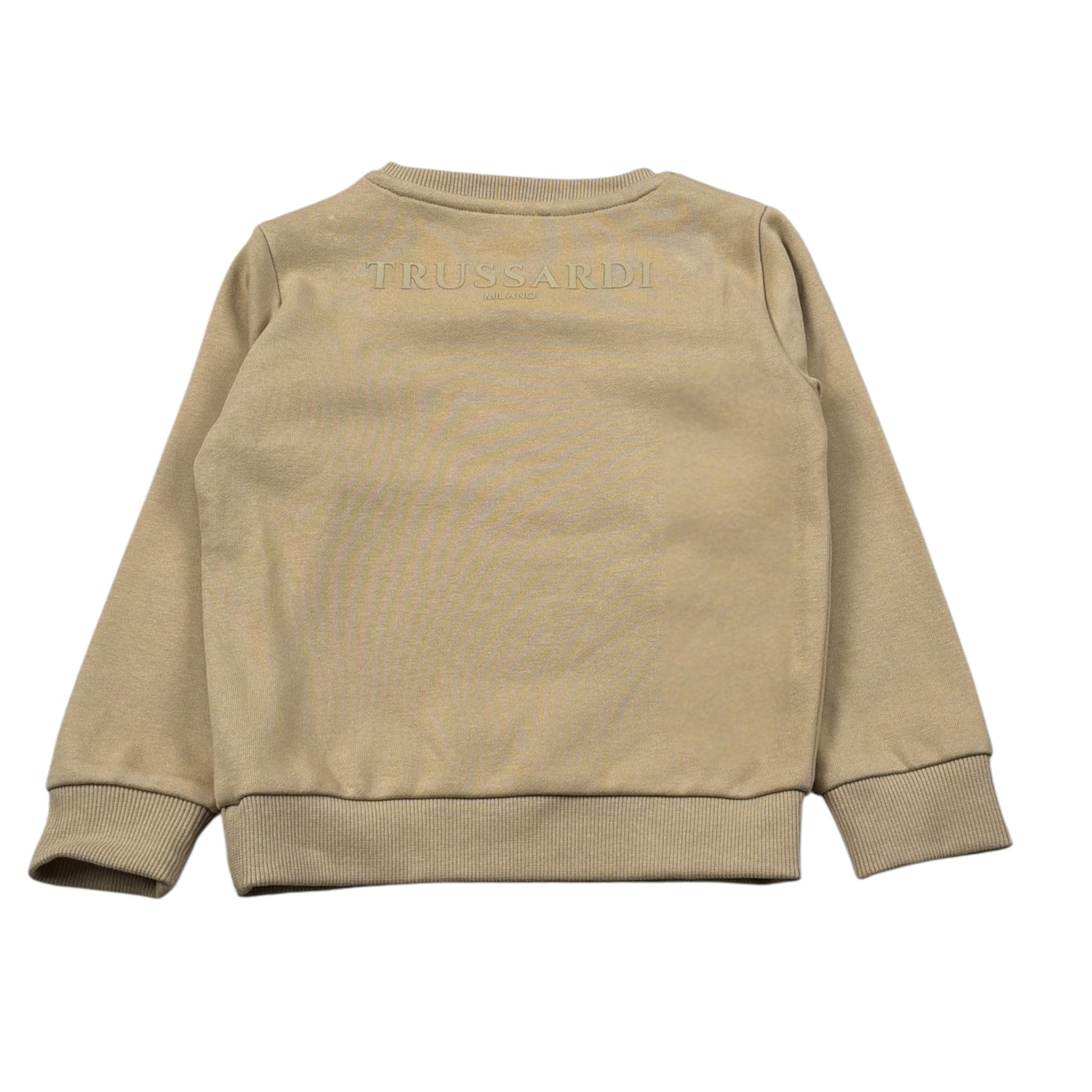 Trussardi Felpa Chiusa Girocollo tinta unita con Logo Beige per Neonato TIA26005FE BEIGE TRUSSARDI 