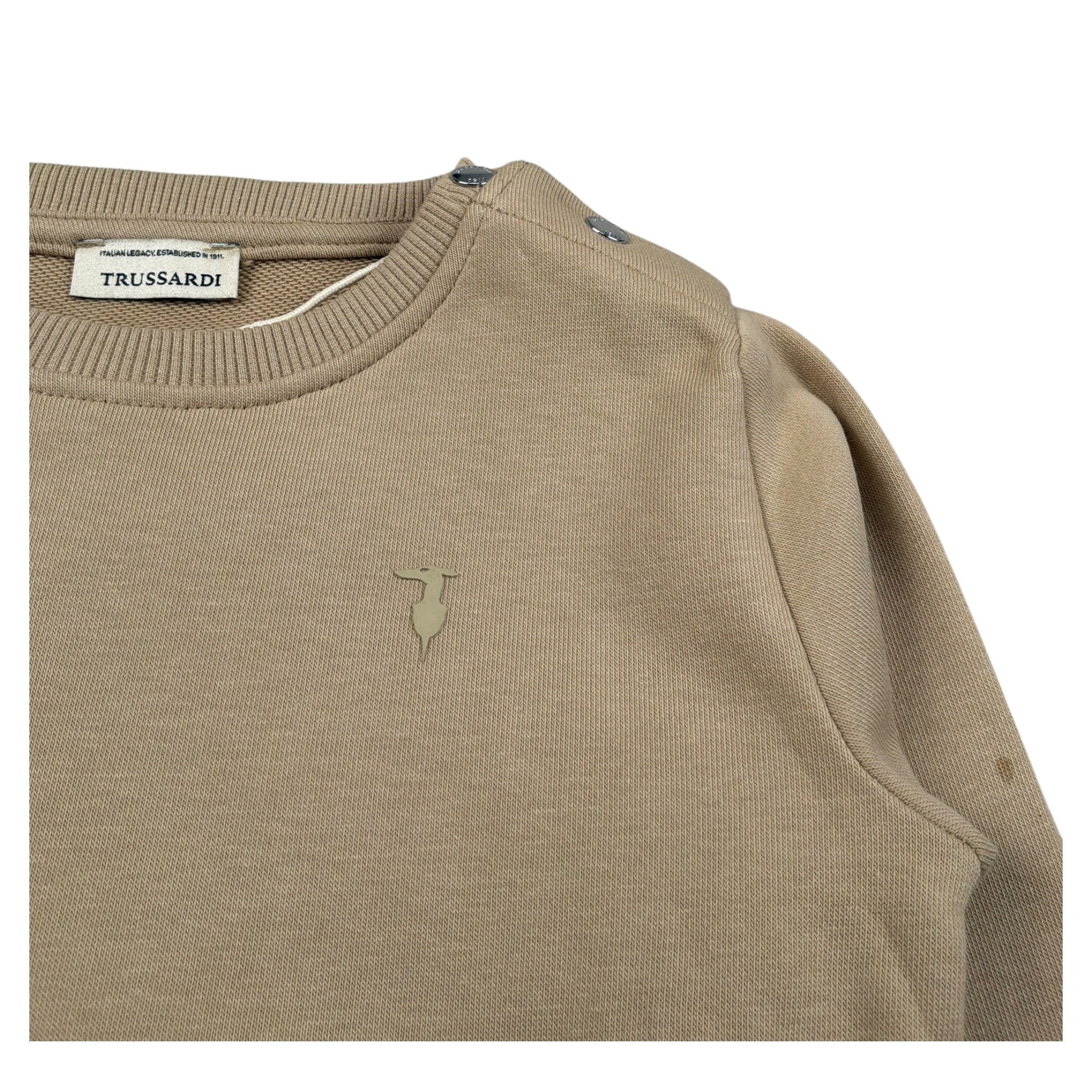 Trussardi Felpa Chiusa Girocollo tinta unita con Logo Beige per Neonato TIA26005FE BEIGE TRUSSARDI 