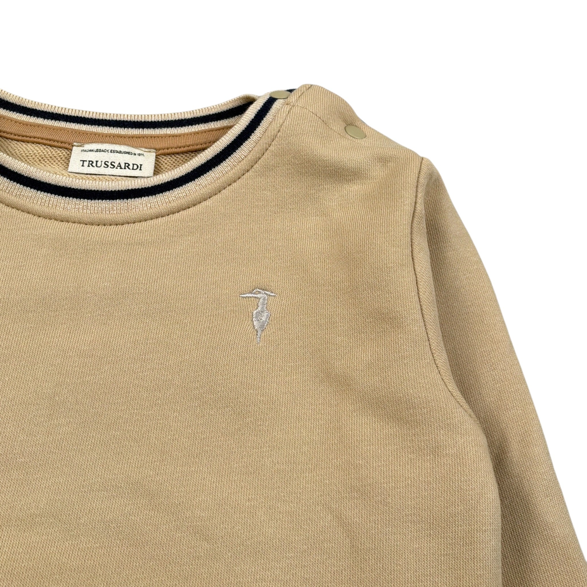 Trussardi Felpa Chiusa Girocollo tinta unita con Stampa Beige per Neonato TIA26010CF BEIGE TRUSSARDI 