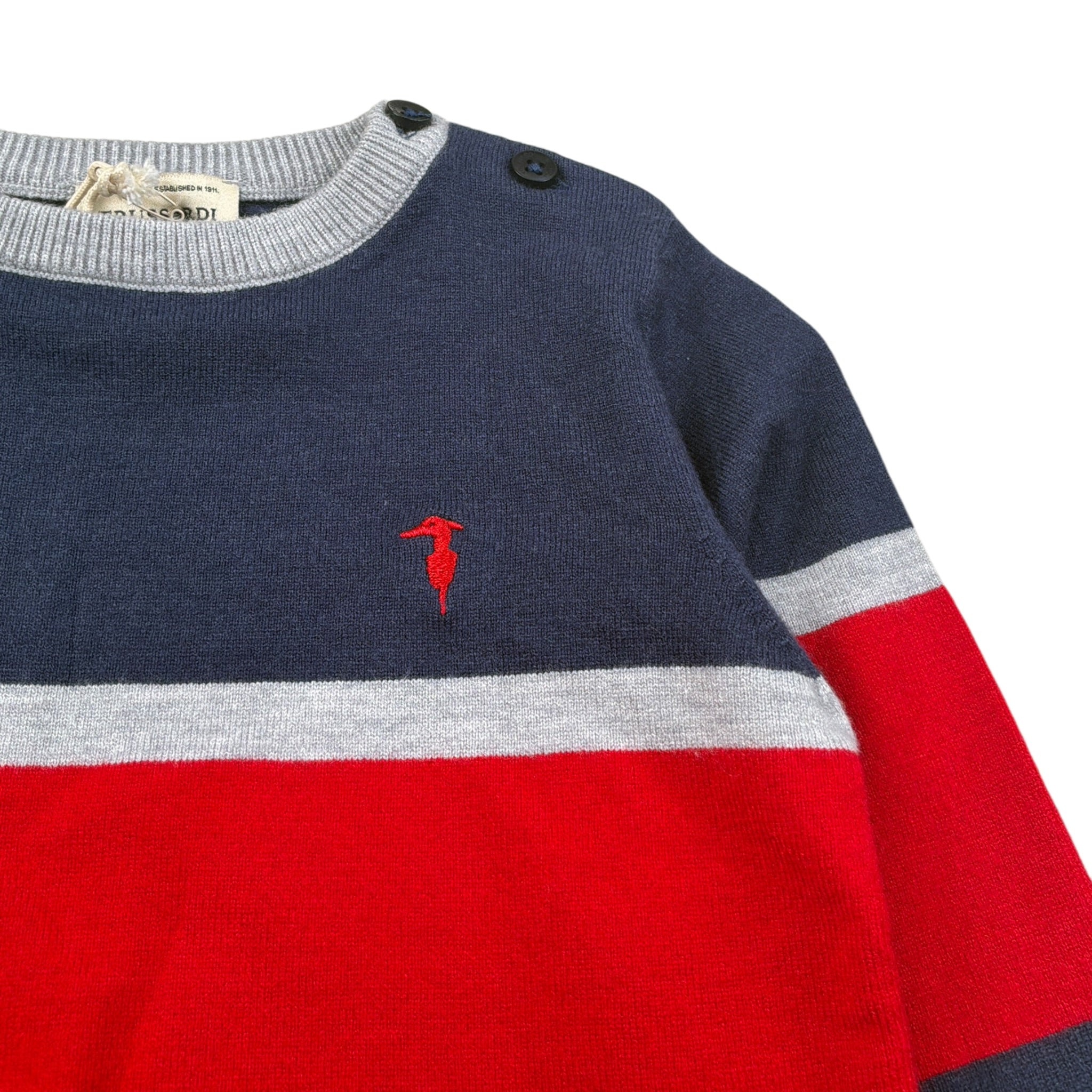 Trussardi Maglia Girocollo Bicolore Blu per Neonato TIA26036MA BLU TRUSSARDI 