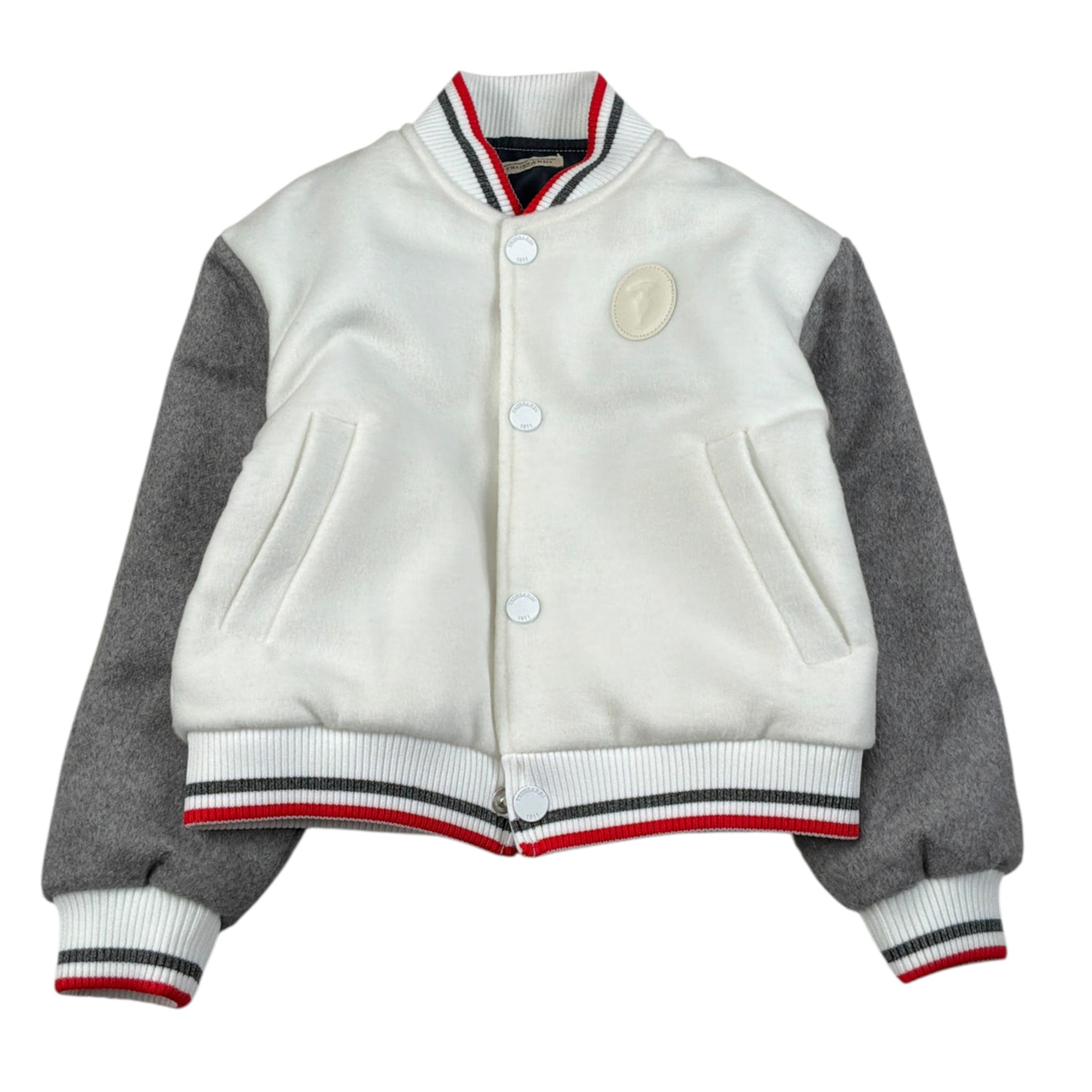 Trussardi Giubbino Bicolore Modello College con Bottoni Bianco/Grigio per Neonato TIA26037GB BIANCO/GRIGIO TRUSSARDI 
