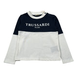 Trussardi Shirt Girocollo Bicolore con Logo Blu/Panna per Neonato TIA26055TS BLU/PANNA TRUSSARDI 