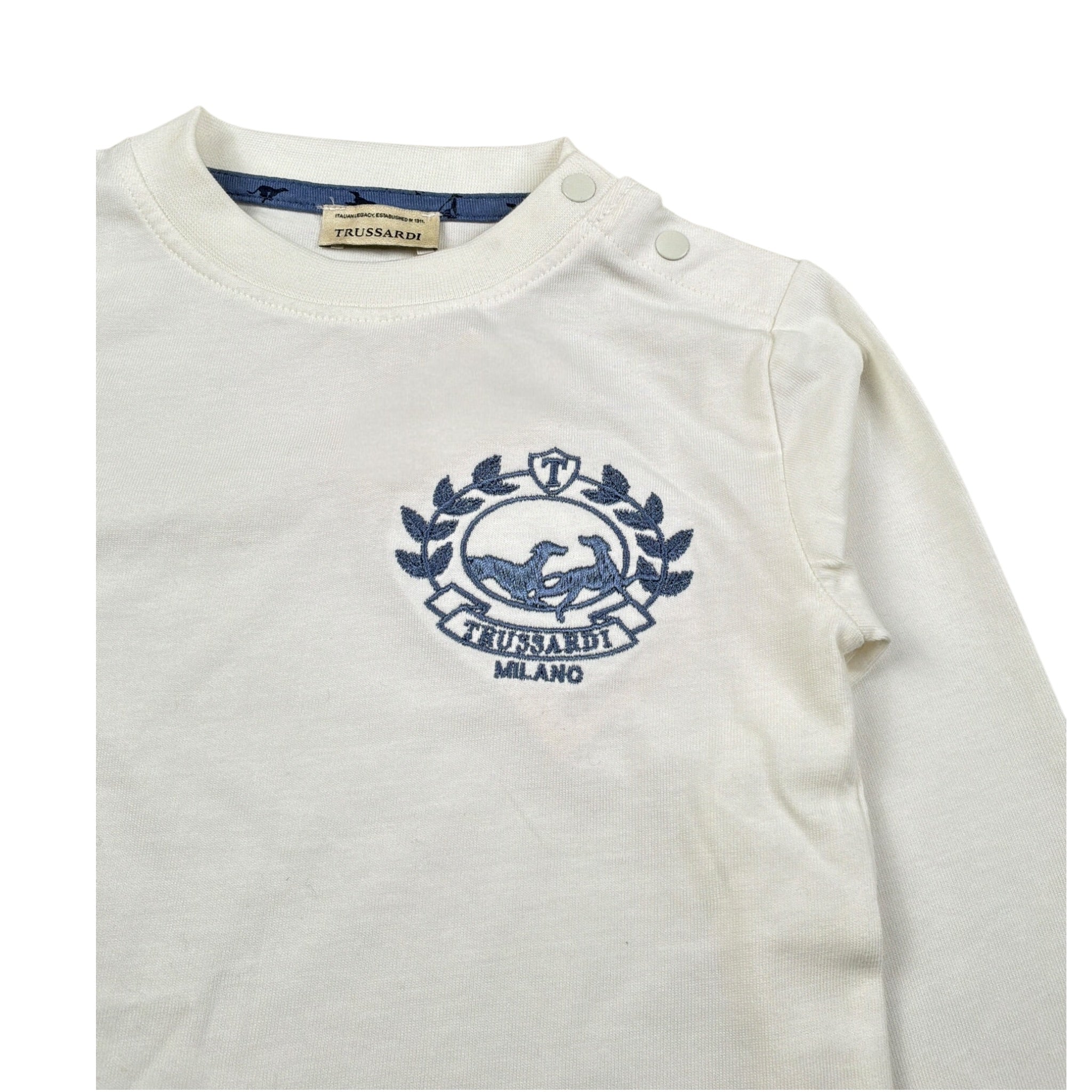 Trussardi Shirt Girocollo tinta unita con Logo Panna per Neonato TIA26065TS PANNA TRUSSARDI 