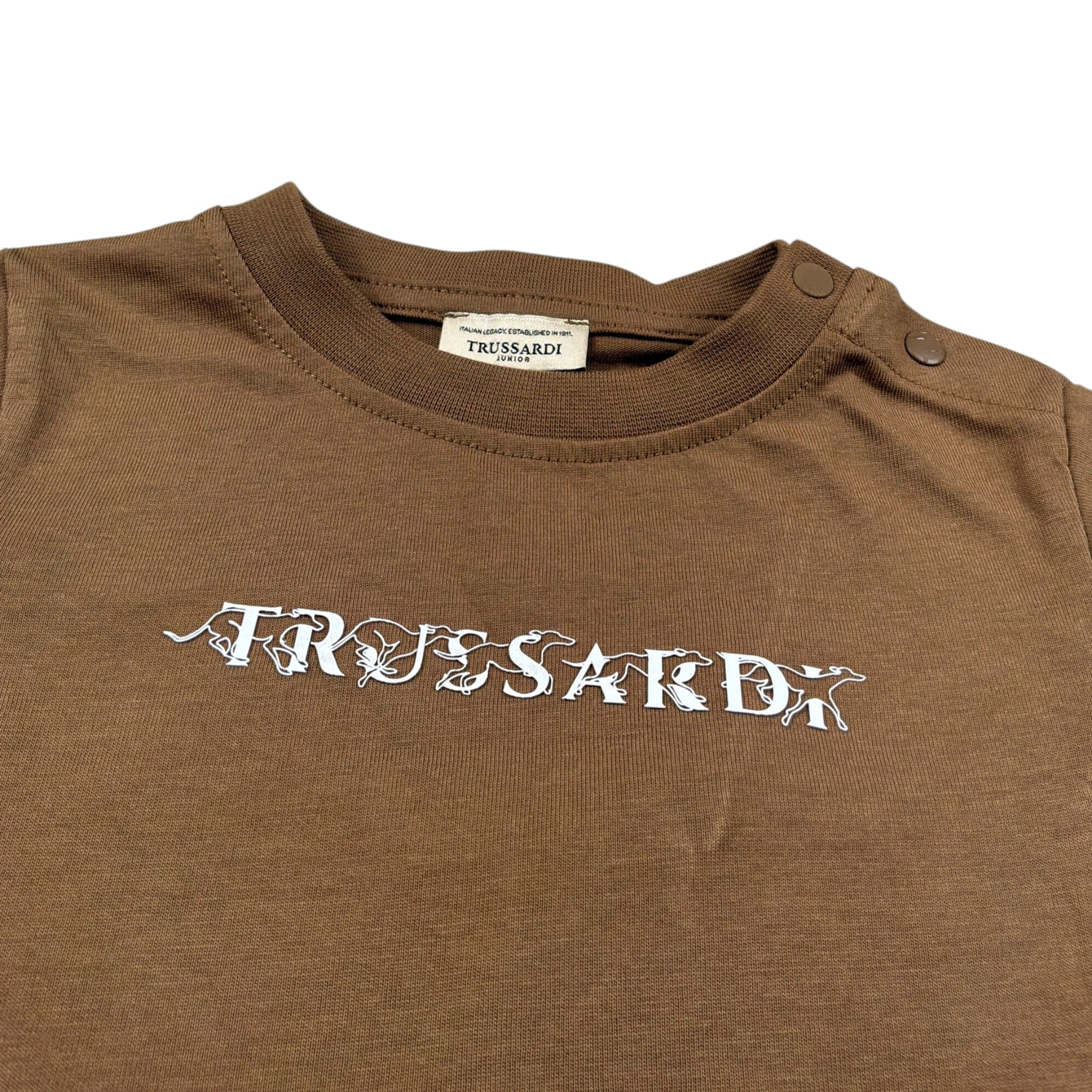 Trussardi T-Shirt Girocollo tinta unita con Logo Marrone per Neonato TIA26086TS MARRONE TRUSSARDI 