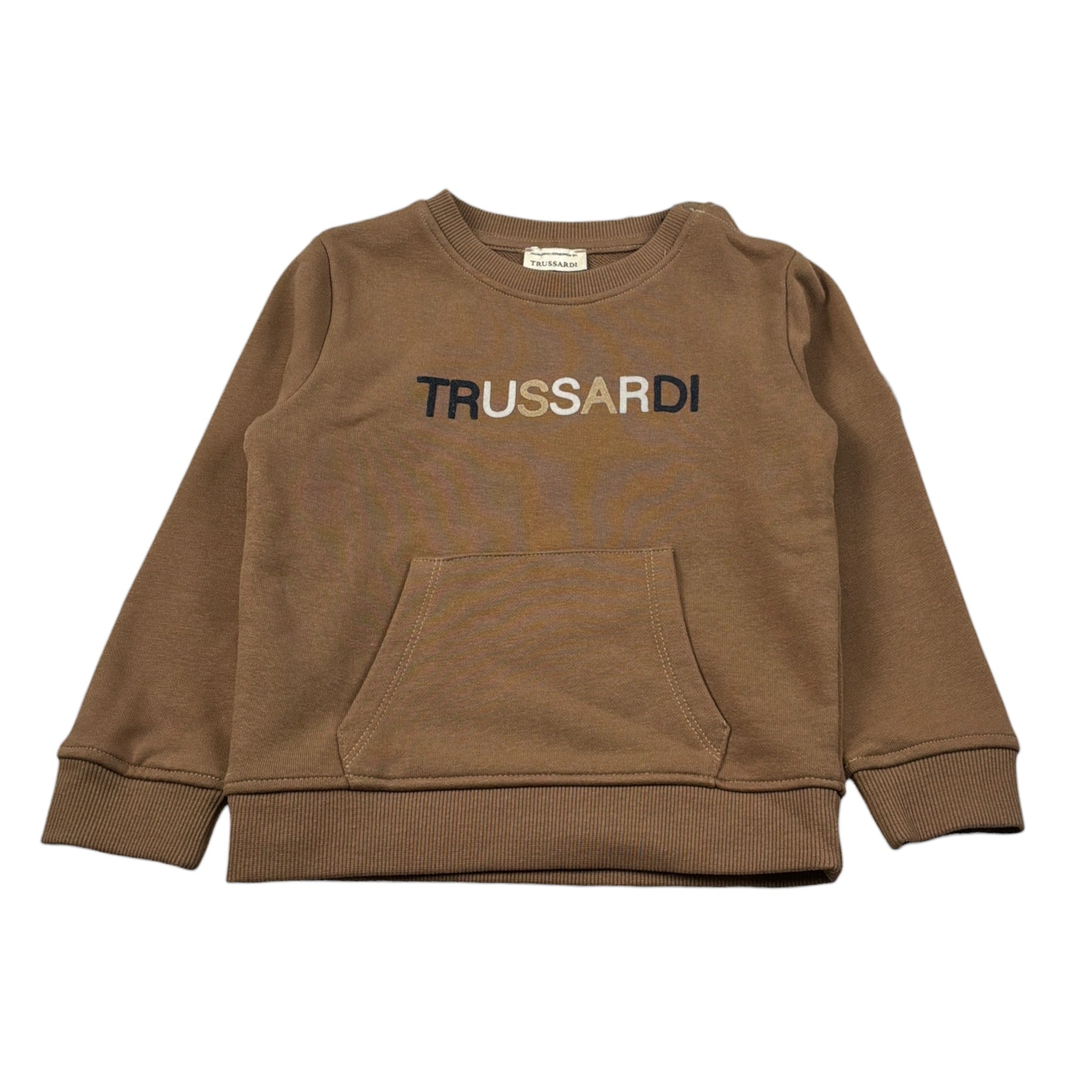 Trussardi Felpa Chiusa Girocollo tinta unita con Logo Marrone per Neonato TIA26089FE MARRONE TRUSSARDI 