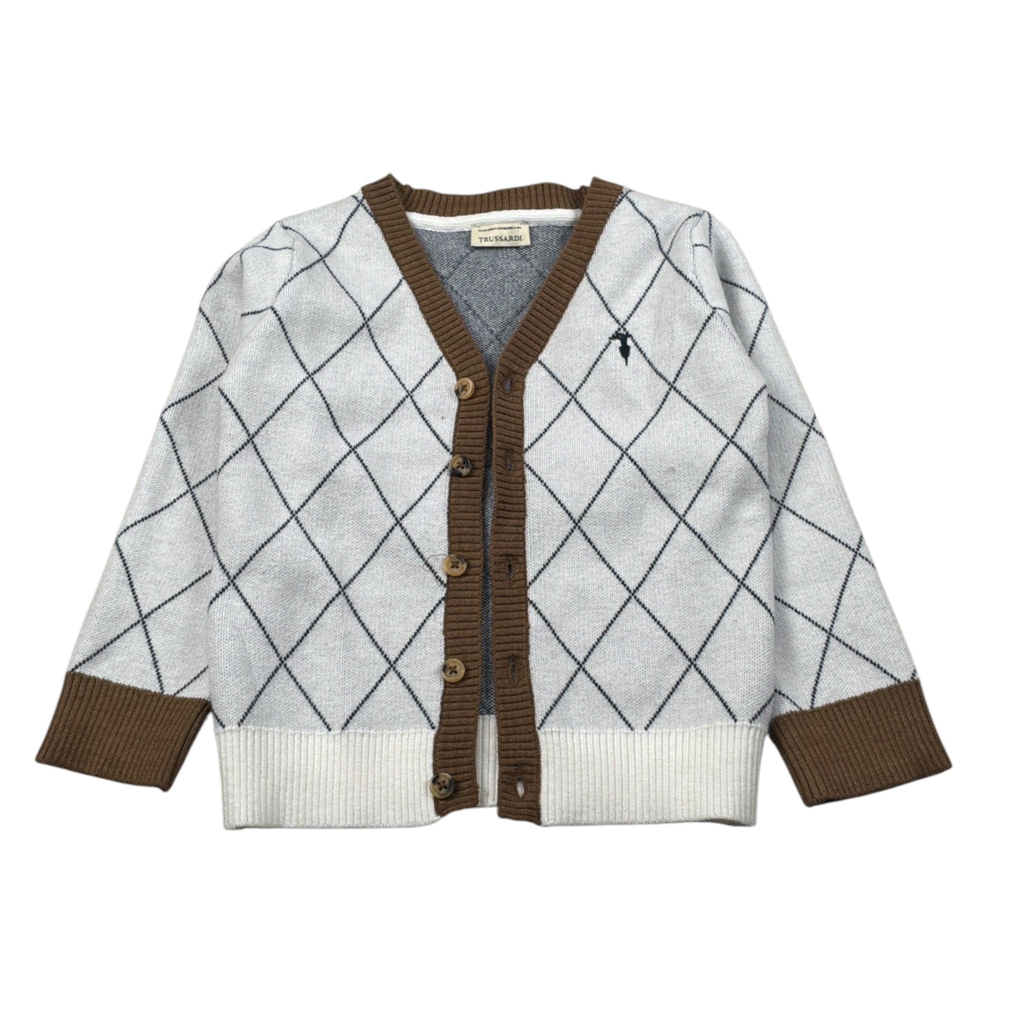 Trussardi Cardigan tinta unita con Profili In Contrasto Panna per Neonato TIA26095CD PANNA TRUSSARDI 
