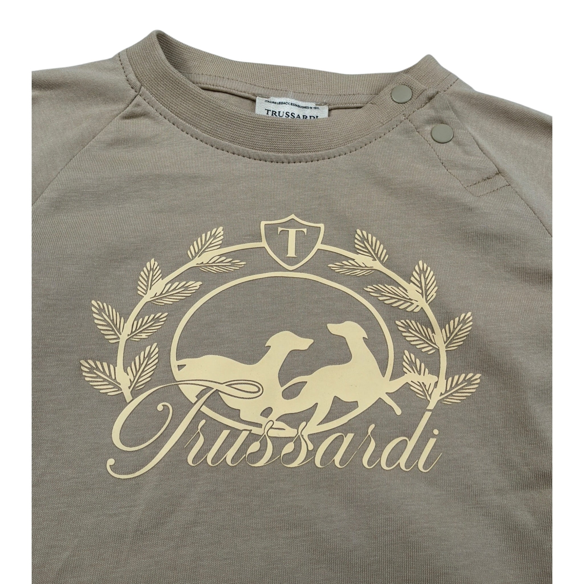 Trussardi Shirt Girocollo tinta unita con Logo Beige per Neonato TIA26131TS BEIGE TRUSSARDI 