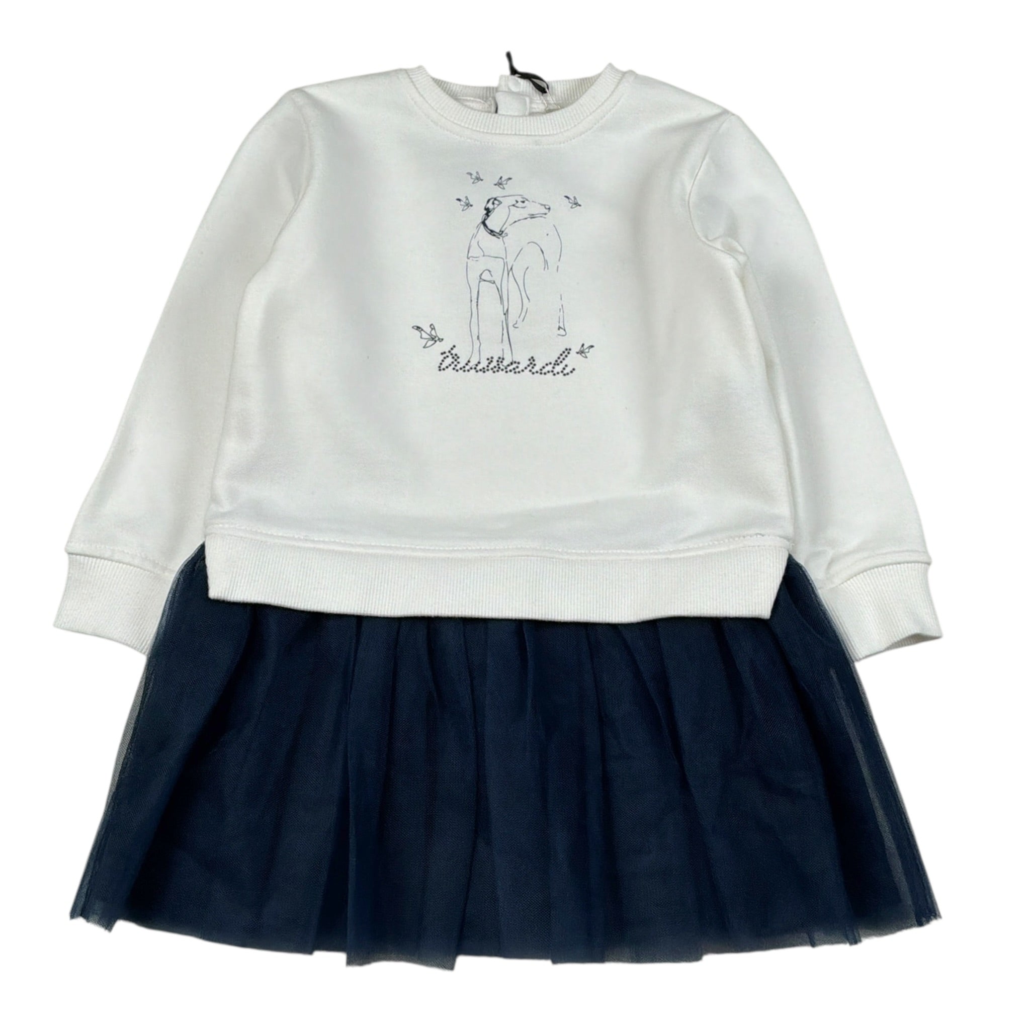Trussardi Abito Bicolore con Stampa Bianco per Neonata TIA26164VE BIANCO TRUSSARDI 