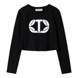 Twinset Shirt Girocollo tinta unita con Logo Nero per Bambina 242GJ2032 NERO TWINSET 