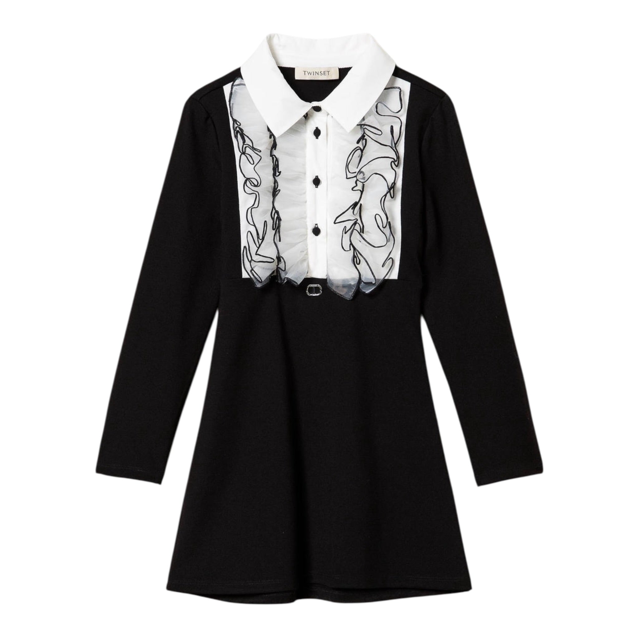 Twinset Abito Manica Lunga tinta unita Nero per Bambina 242GJ204 NERO TWINSET 
