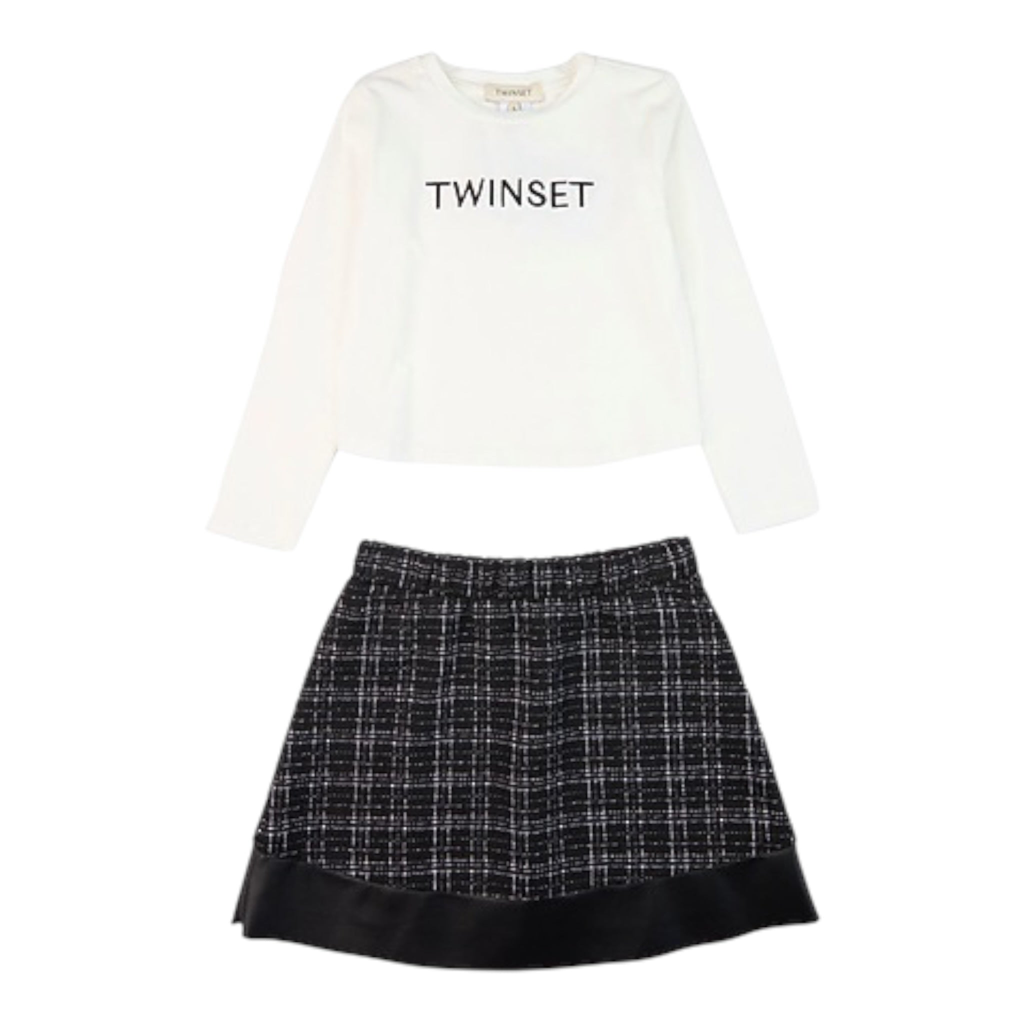 Twinset Completo 2Pz Shirt-Gonna Bicolore Bianco/Nero per Bambina 242GJ2070 BIANCO/NERO TWINSET 