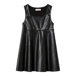 Twinset Abito Giromanica tinta unita In Ecopelle Nero per Bambina 242GJ2155 NERO TWINSET 