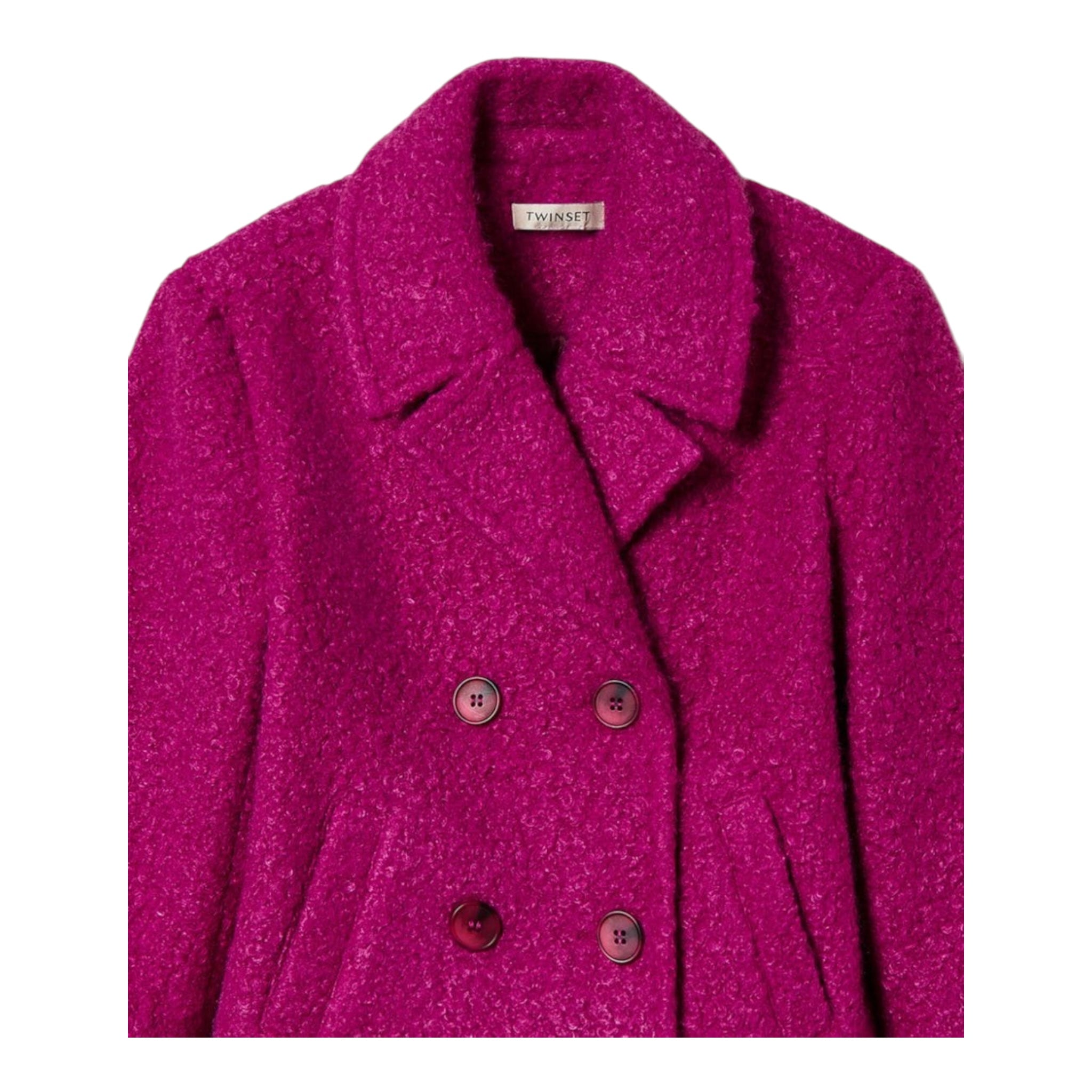 Twinset Cappotto tinta unita Doppiopetto Magenta per Bambina 242GJ2221 MAGENTA TWINSET 
