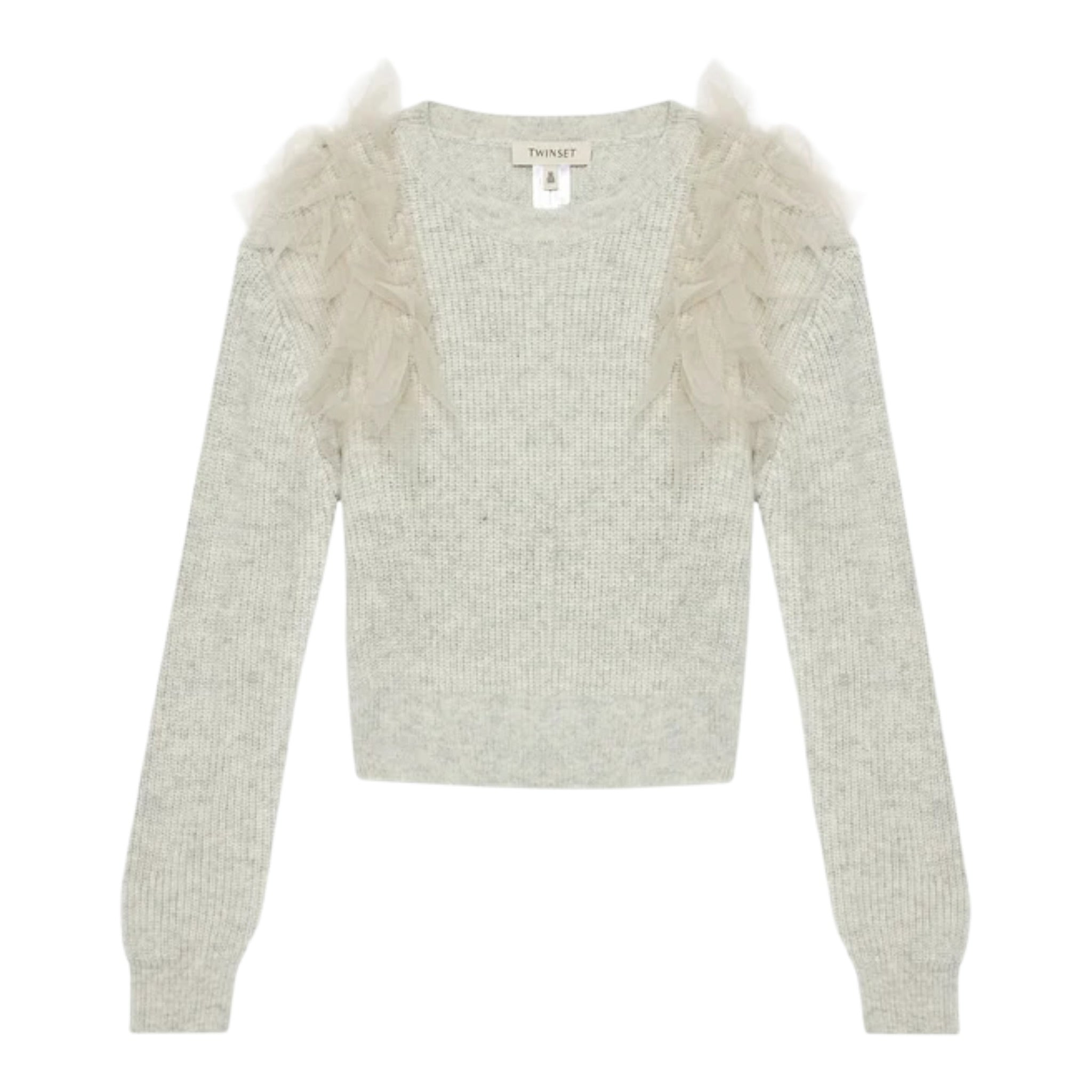 Twinset Maglia tinta unita con Tulle Grigio per Bambina 242GJ3080 GRIGIO TWINSET 
