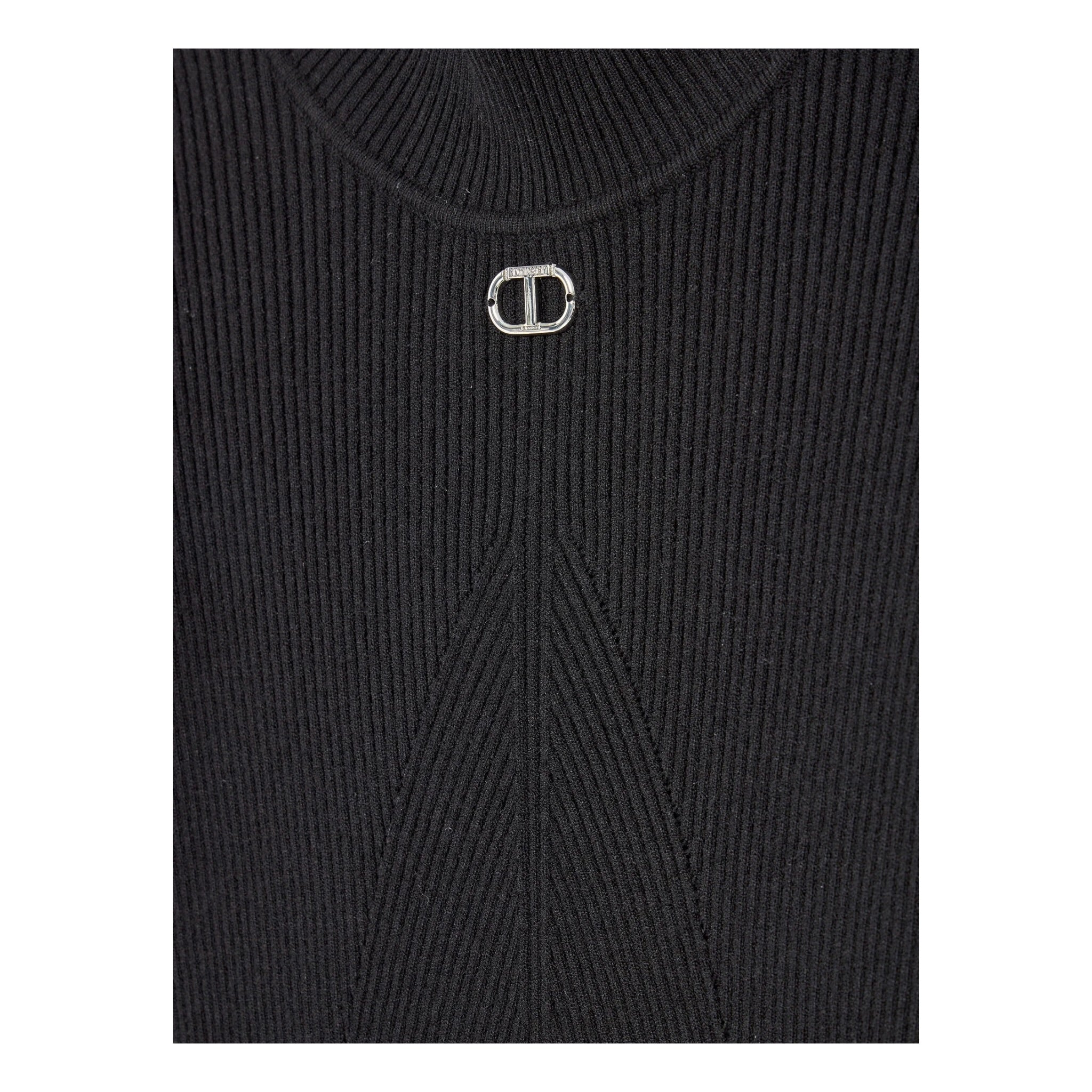 Twinset Abito Manica Lunga tinta unita con Tulle Nero per Bambina 242GJ3121 NERO TWINSET 