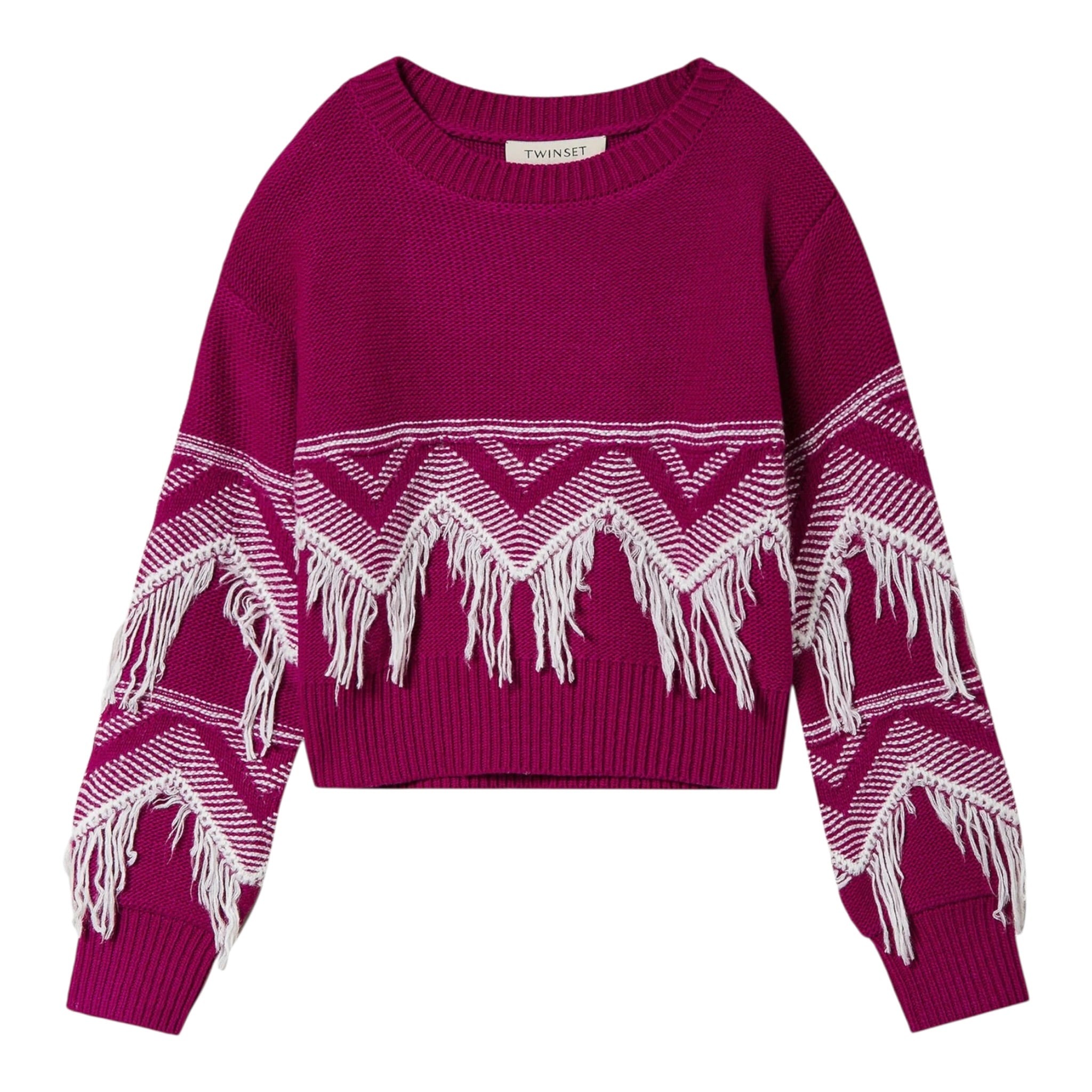 Twinset Maglia Girocollo tinta unita con Ricami Viola per Bambina 242GJ3131 VIOLA TWINSET 