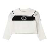 Twinset Maglia tinta unita con Logo E Frange Panna per Neonata 242GJ3163 PANNA TWINSET 