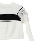 Twinset Maglia tinta unita con Logo E Frange Panna per Bambina 242GJ3163X PANNS TWINSET 