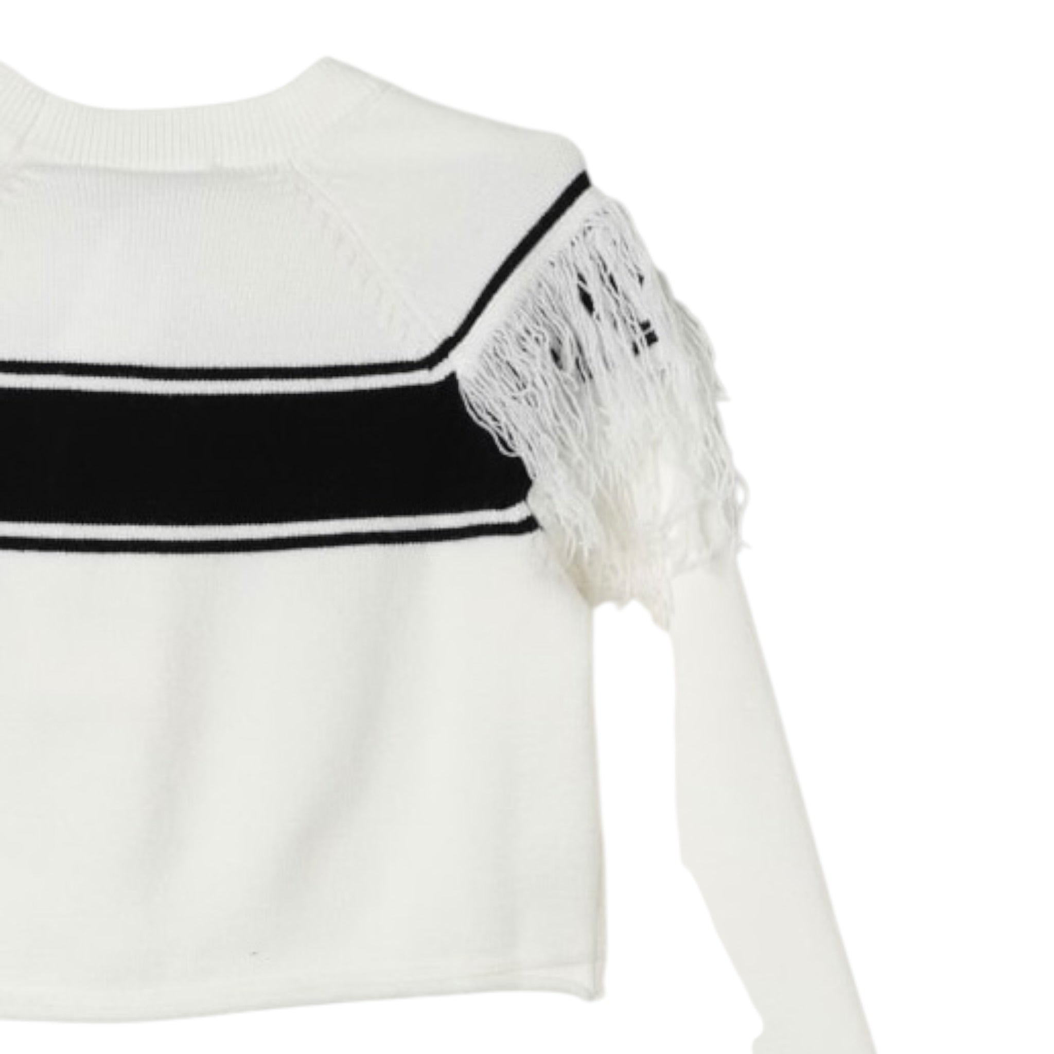 Twinset Maglia tinta unita con Logo E Frange Panna per Bambina 242GJ3163X PANNS TWINSET 