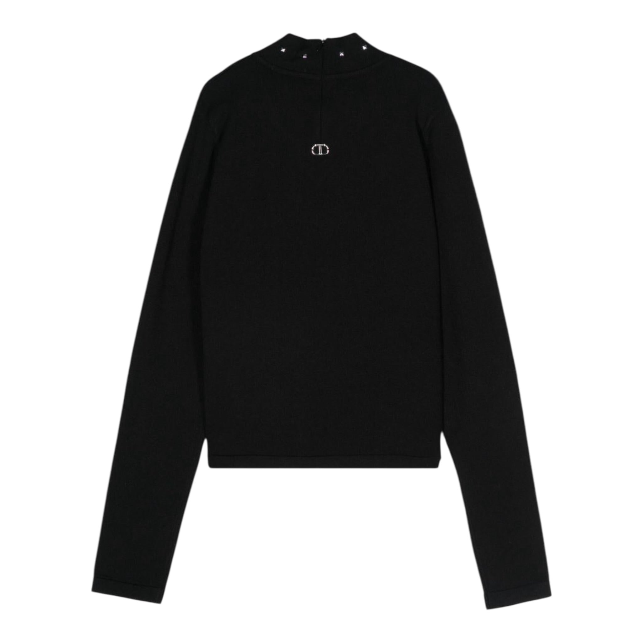 Twinset Maglia tinta unita con Borchie Nero per Bambina 242GJ3181 NERO TWINSET 